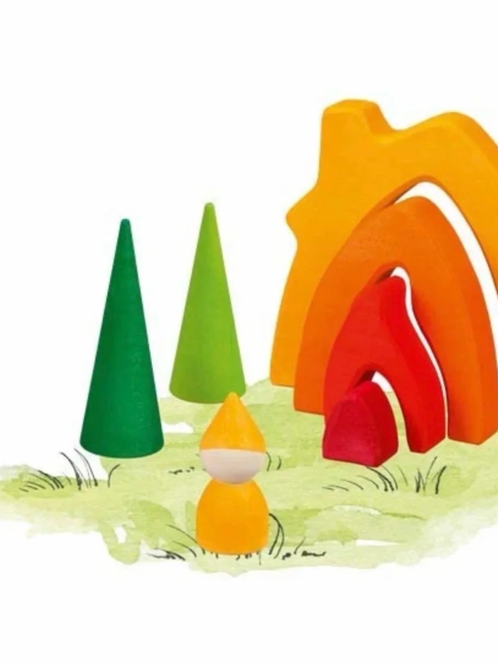 Goki Wooden Dwarf Cottage Toy - Orange & Red